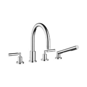 Tara. 27512882-00 Deck-mounted Twin Handle Bath Mixer w/Handshower Set in Polished Chrome