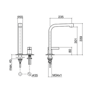 32.800.795.00 Maro Deck-Mount Sink Mixer with Individual Rosettes IN CHROME