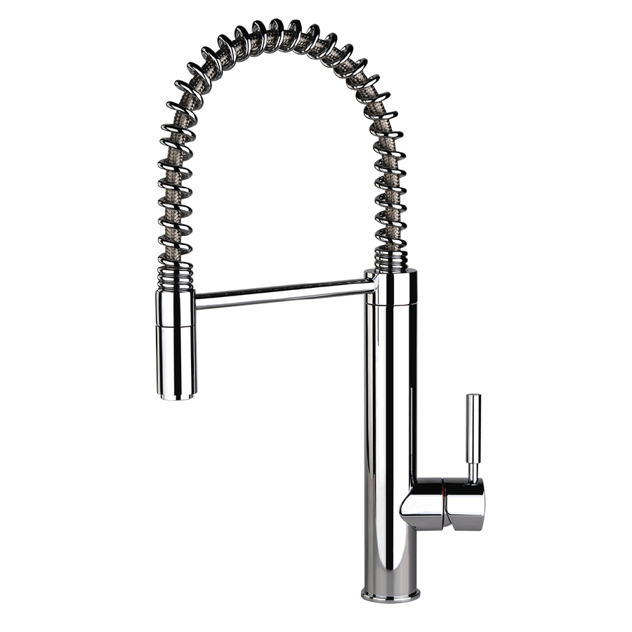 29801.149 Oxygene Hi-Tech Single Lever Kitchen Sink Mixer with Anti-Limestone Single Jet Extractible Handshower,  Finish: Finox