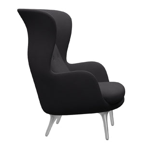 Ro Jh1 Easy Chair in Black Designer Selection with Brushed Aluminum Base