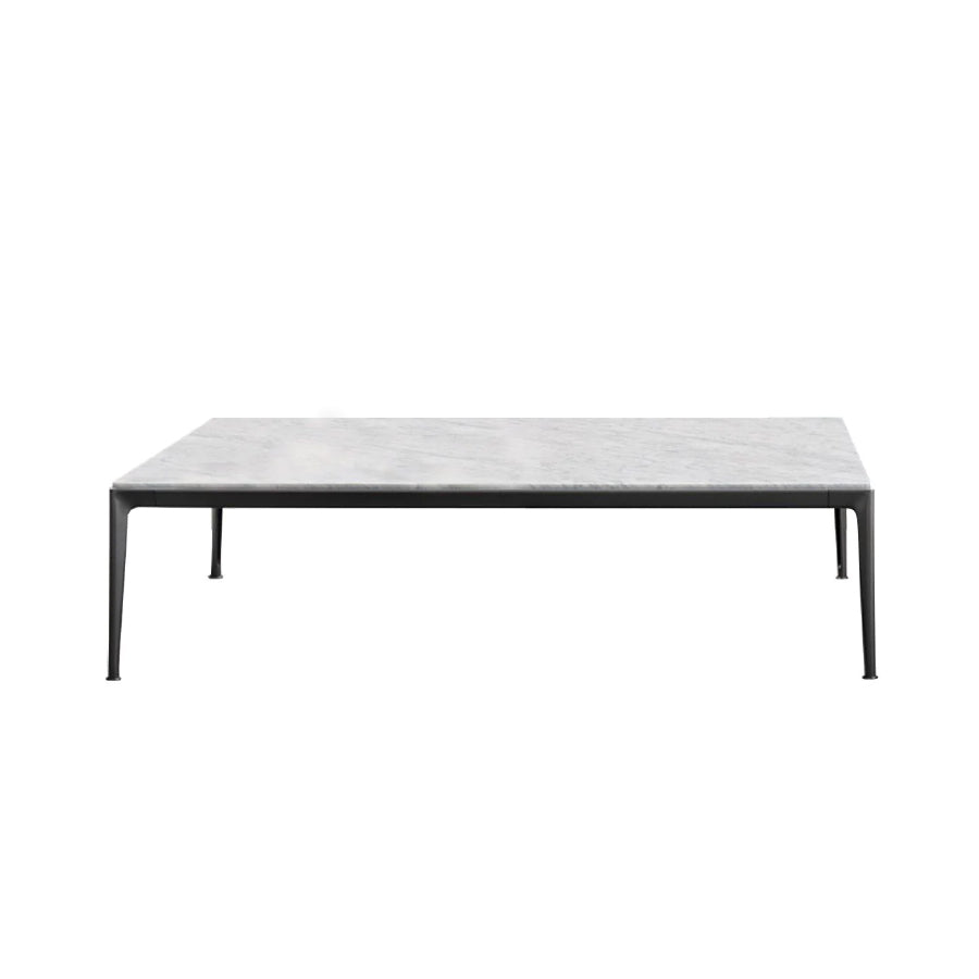 IMT120_4C Small Table, 1200w x 900d x 450h mm, Top Matt Carrara White Marble 0890M, Frame Painted Black Chrome 0170M