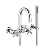 25133892-00 Wall-mounted Exposed Twin Handle Bath Mixer w/Handshower Set in Polished Chrome