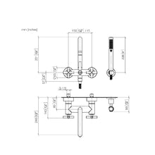 Load image into Gallery viewer, 25133892-00 Wall-mounted Exposed Twin Handle Bath Mixer w/Handshower Set in Polished Chrome
