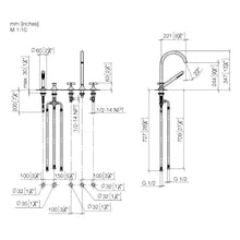 Load image into Gallery viewer, VAIA 27522809-99   Deck-mounted Twin Handle Bath Mixer w/Handshower Set in Dark Platinum Matt
