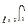 VAIA 27522809-99   Deck-mounted Twin Handle Bath Mixer w/Handshower Set in Dark Platinum Matt