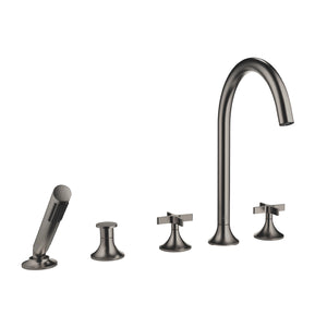 VAIA 27522809-99   Deck-mounted Twin Handle Bath Mixer w/Handshower Set in Dark Platinum Matt