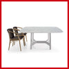 Alex TAL230L Table, 2300w x 1100d x 730h mm, Top Matt Carrara White Marble 0890M, Frame Glossy Sand Beige 1344L