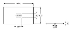 Helios AP20164038401800 superslim stonex shower tray 1600x900x30mm