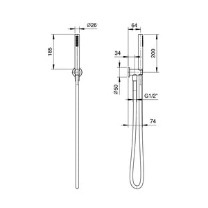 86 13 8093 shower set in matt black with PVC flexible hose and handshower