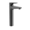 A5A3790NMN Atlas Monoblock high basin mixer with pop-up waste in brushed dark black