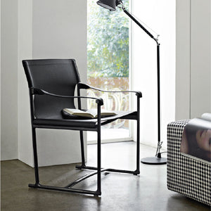 Mirto Indoor IM58 Chair, 575w x 535d x 805h mm, Frame Black Painted 01510, Leather Embossed Thick Leather 150