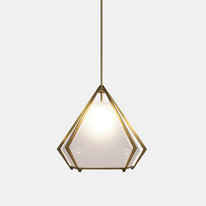 Harlow Large Pendant Lamp, D508 x 889h mm, Frame Satin Brass &amp; White Glass [DEFECT]