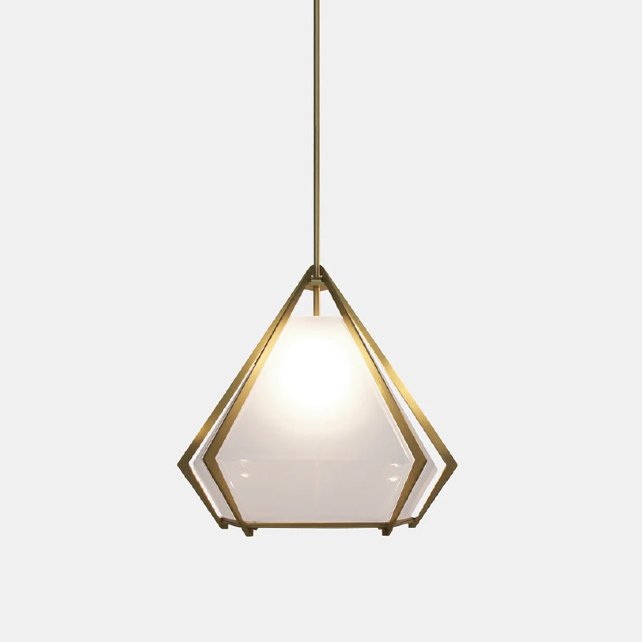 Harlow Large Pendant Lamp, D508 x 889h mm, Frame Satin Brass & White Glass [DEFECT]