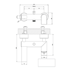 VIA MANZONI 38613.726 External bath mixer in 726 Warm Bronze Brushed PVD