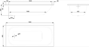 BetteForm 2950 bathtub 1800x800mm in white