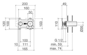 Mem 36.810.782.00 Wall-Mounted Single-Lever Basin Mixer in Chrome with Individual Rosettes and 170mm Projection (concealed parts included)