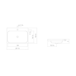 AB.SR650H 3231600000 rectangular sit-on basin 650 x 472mm in white with tap hole and overflow