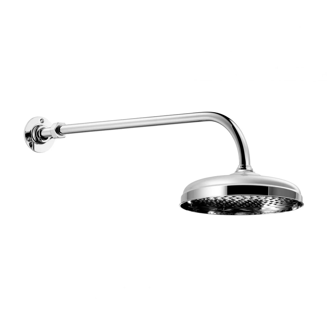 Edwardian 28.610.581.08 Wall Connection 505mm + 28.532.581.08 200MM SHOWER ROSE in Platinum