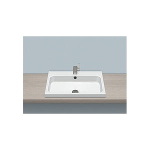 AB.SR650H 3231600000 rectangular sit-on basin 650 x 472mm in white with tap hole and overflow