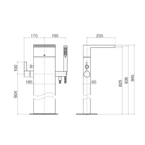 25964979-00 Floor-mounted Bath Mixer w/Handshower Set in Polished Chrome (concealed part 3594897090 included)