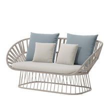 Load image into Gallery viewer, Cala two seater sofa in Silver Leaf Bela Ropes 421 &amp; Tuff Aluminum 103
