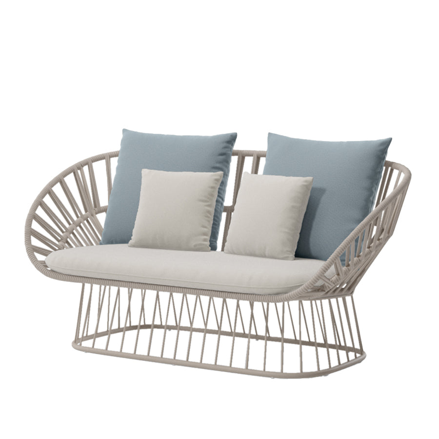 Cala two seater sofa in Silver Leaf Bela Ropes 421 & Tuff Aluminum 103