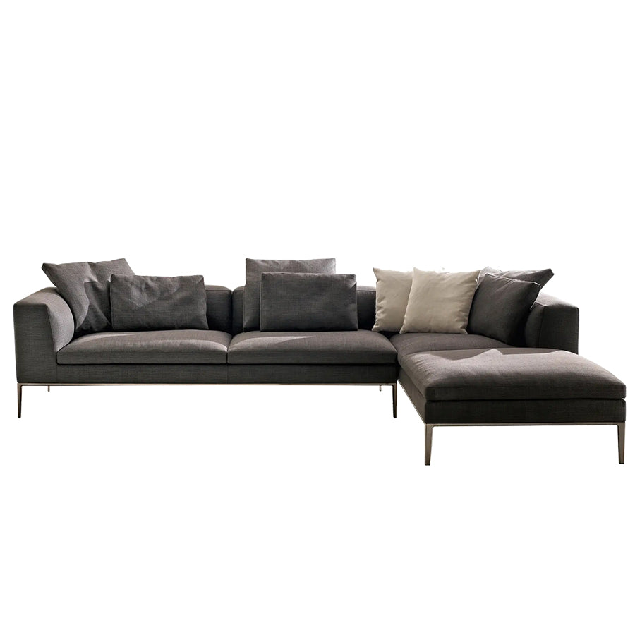 Michel M231TS + M156CHD Sofa in Esopo 153 Fabric and Bronzed Nickel Painted Frame