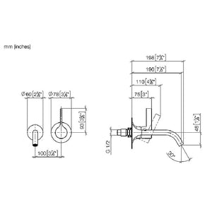 Vaia 36.812.809.00 wall-mounted basin mixer in chrome with 35.806.970.90 concealed part