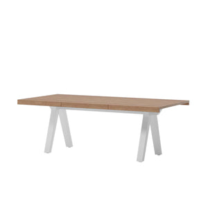 Vieques 41710.000.721 Dining Table Base in white, 56442.904 Table Top 2100 X 1000 mm in Teak