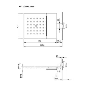 Acquadolce Light 6993l032b + 6900l002a Multifunction Shower Head, 6900l102b + 6900l102a Touch Control Board, 31937374b + 1900d274a Thermostatic Shower with 4-Way Diverter, 86938052 Shower Set in Brushed Stainless Steel