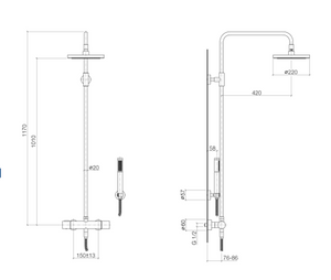 34459979-00 (Old model: 34457979-00)  Wall-mounted Exposed Thermostatic Shower Column in Polished Chrome