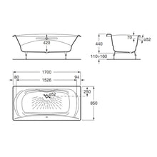 Load image into Gallery viewer, A232570001 (EU) Akira bathtub with integral headrest &amp; armrests, one piece of c.p. brass handgrip and anti-slip base  size: 1700 x 850 mm  color: white[鑄鐵浴缸]
