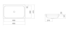 AB.SR650 3230700000 rectangular sit-on basin 650 x 415mm in white with overflow