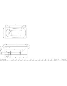 3800 Enamelled Press Steel Non-Apron Bathtub 鋼板浴缸 with Antislip and Anti-Noise 1800 x 800mm