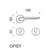 CP12Y-ZNS Chop lever handle with escutcheon in satin nickel