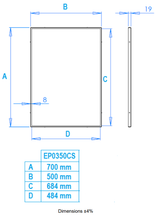 Load image into Gallery viewer, EP0350CS fixed mirrors with a frame manufactured of stainless steel AISI 304, 1.0 mm thick in satin
