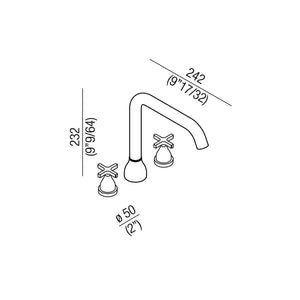 Memory AMEM315.BR threeholes washbasin tap set in brushed burnished with flexible water mains connection hoses