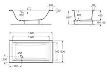 Load image into Gallery viewer, A247592000 Vythos acrylic bathtub 1800 x 900 mm[壓克力浴缸] in white with Hydrabaths whirlpool system 8 jets [8噴頭按摩系統]in chrome and air control type push button
