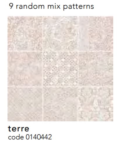 La Chic 0140442 tiles 200 x 200 mm in terre [9 random mixed pattern]