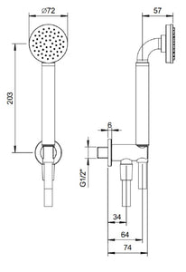 Icona 5395R043P SHOWER SET WITH PVC FLEXIBLE HOSE
AND HANDSHOWER in nickel PVD