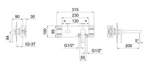 Plano 38023310s Wall-Mounted Single Lever Basin Mixer  with Handle 3802334850 Finish : Chrome Plated